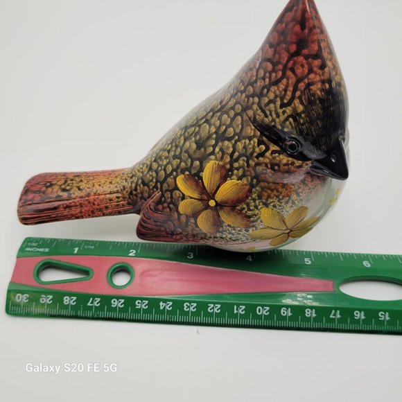 Resin Cardinal Bird Hand Painted Ganz Art w/ Flowers Songbird Figurine - Picture 10 of 10